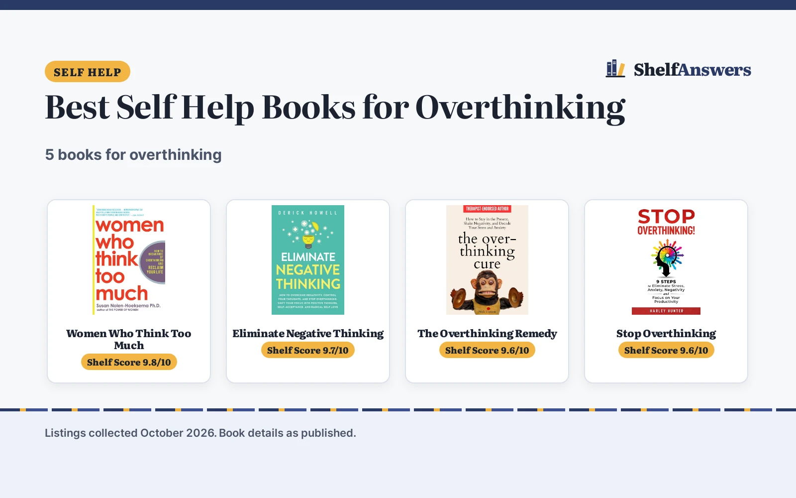 Best Self Help Books for Overthinking (2026): 5 Compared