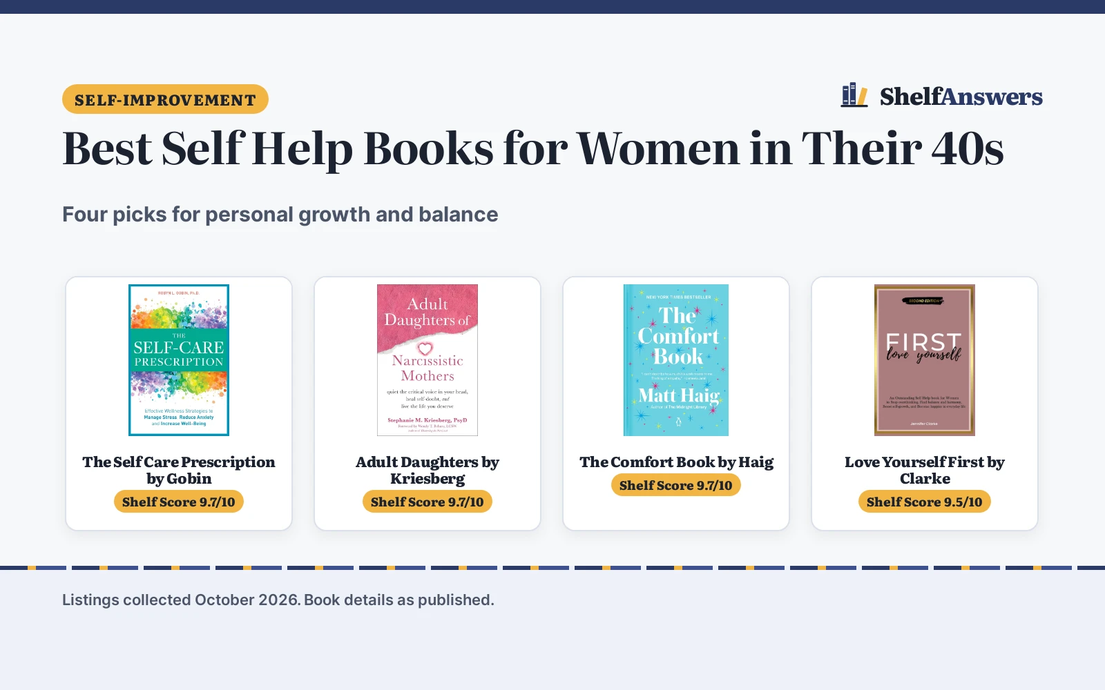 Best Self Help Books for Women in Their 40s (2026): 4 Picks