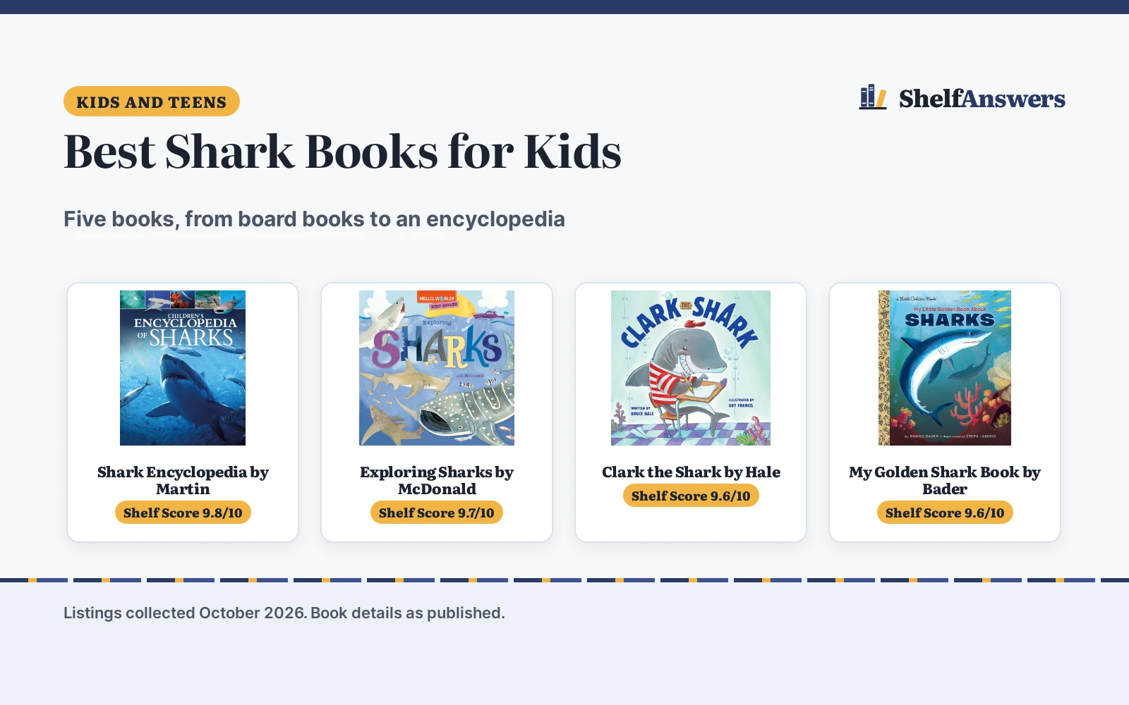 Best Shark Books for Kids (2026): 5 Picks by Age and Format