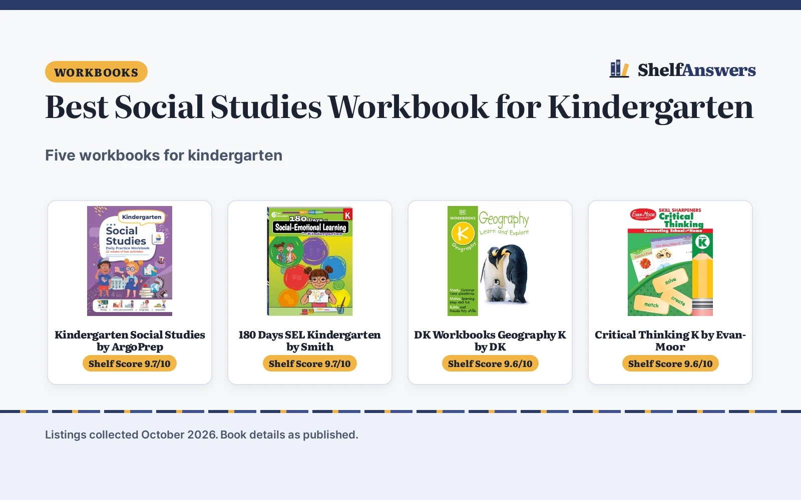 Best Social Studies Workbook for Kindergarten (2026): 5 Picks Compared