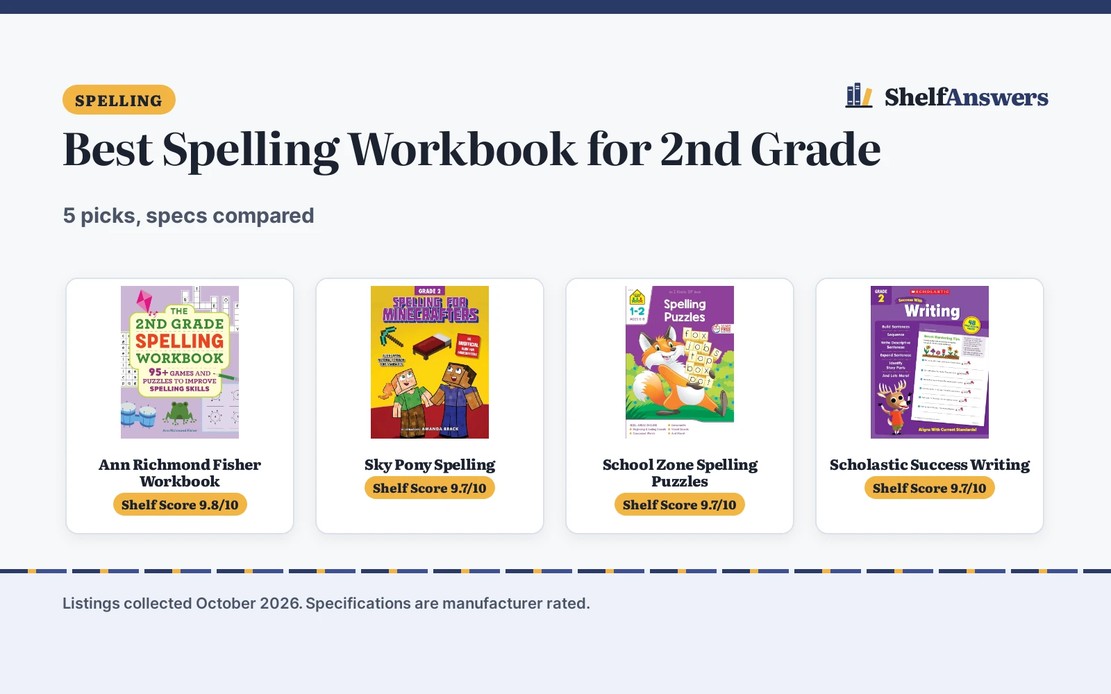 Best Spelling Workbook for 2nd Grade (2026): 5 Picks