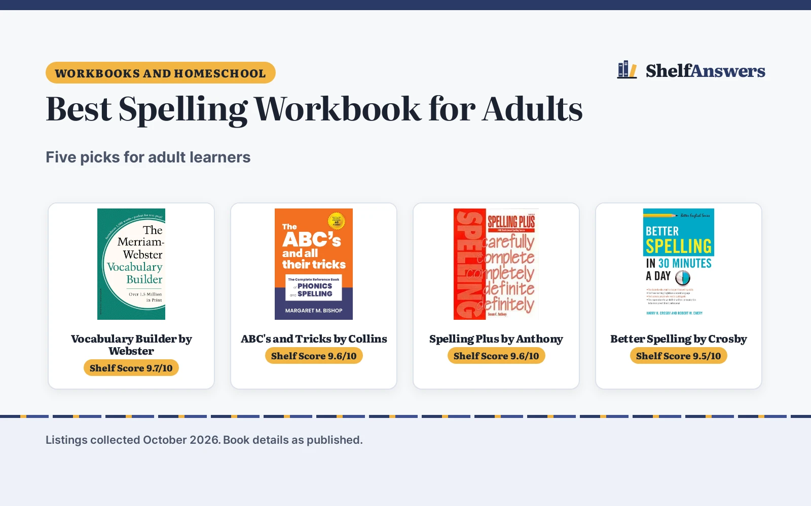 Best Spelling Workbook for Adults (2026): 5 Picks Compared