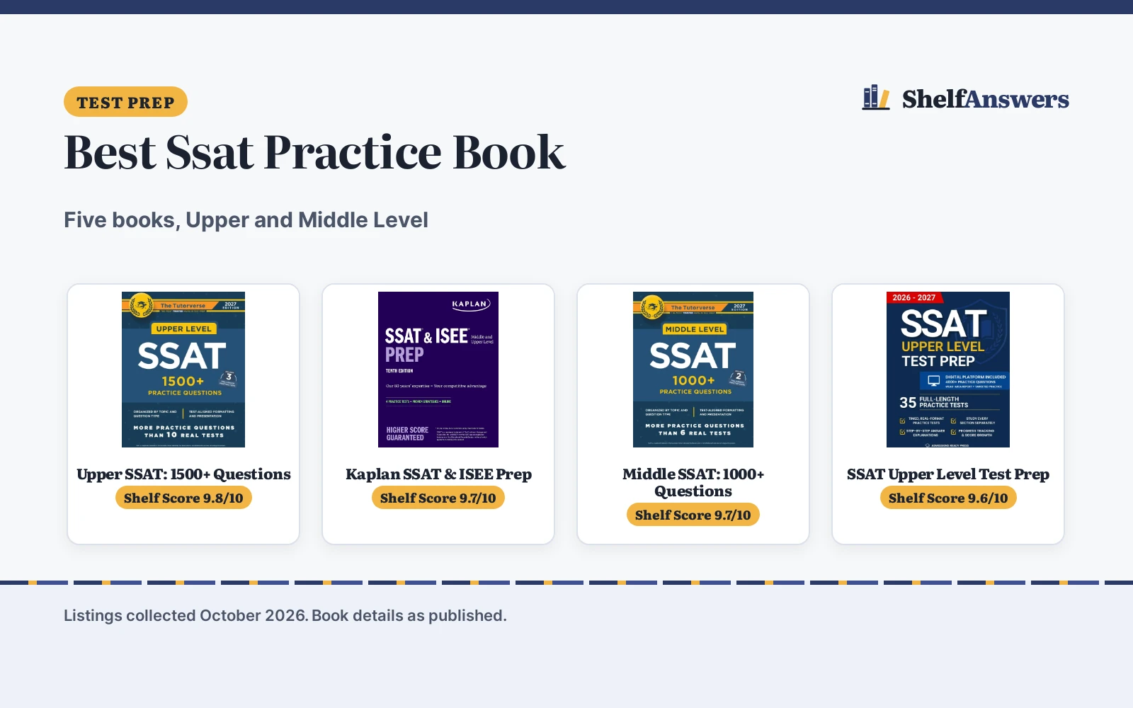 Best Ssat Practice Book (2026): 5 Compared