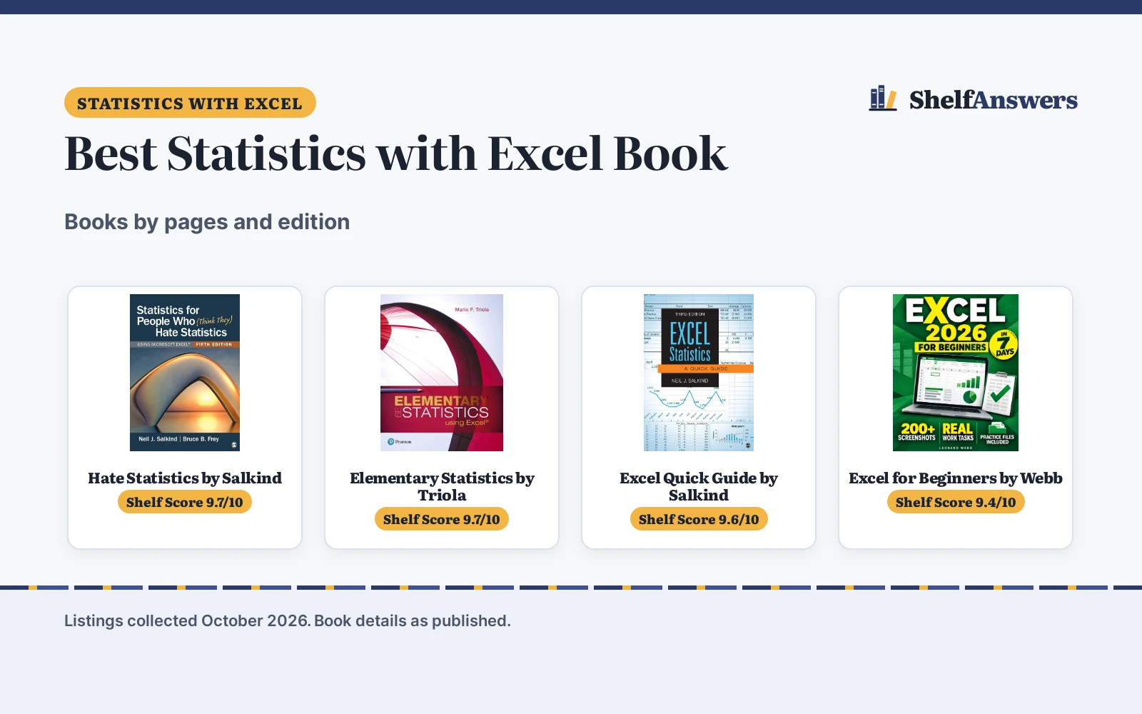 Best Statistics with Excel Book (2026): 4 Books Compared