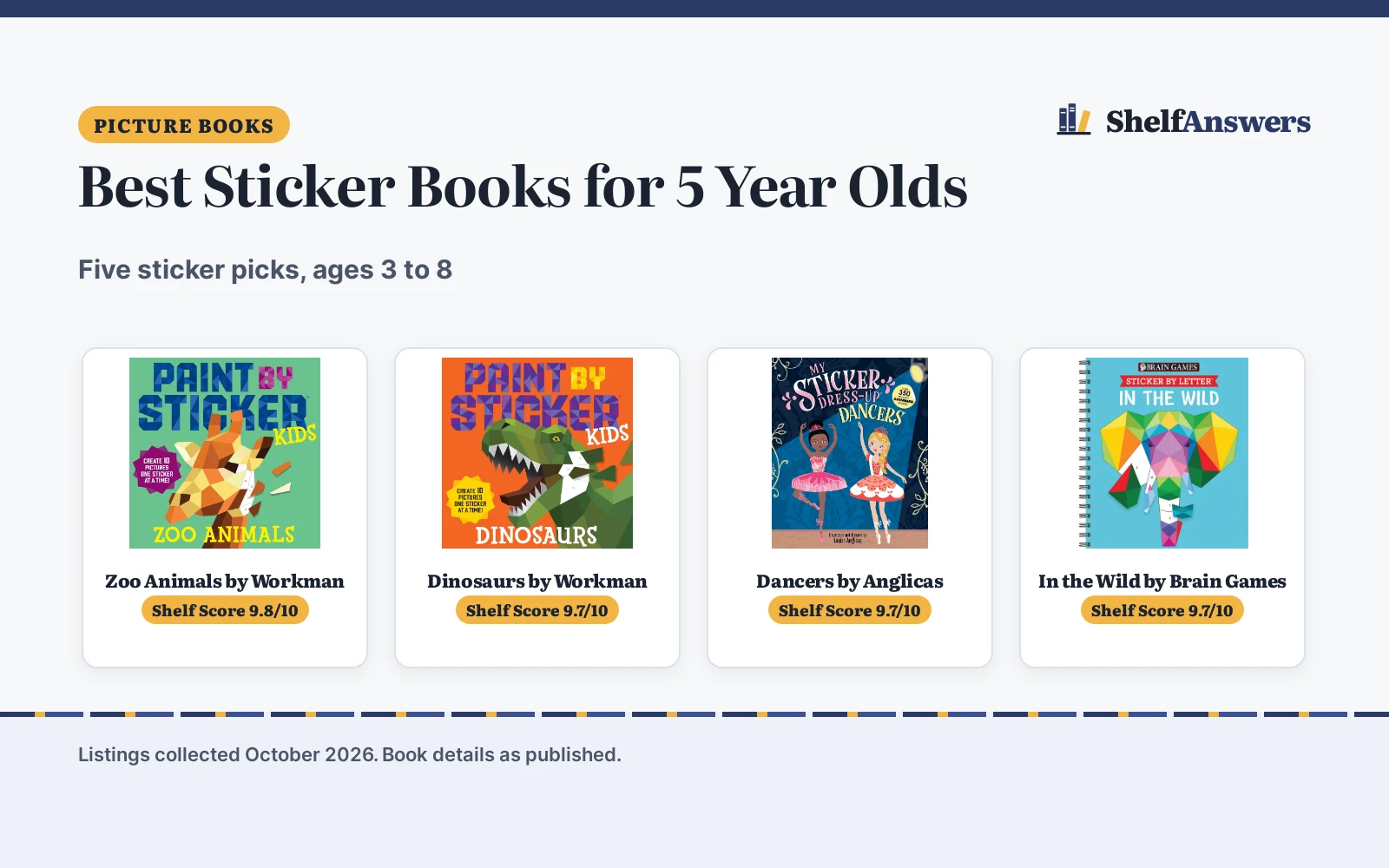 Best Sticker Books for 5 Year Olds (2026): 5 Picks Compared