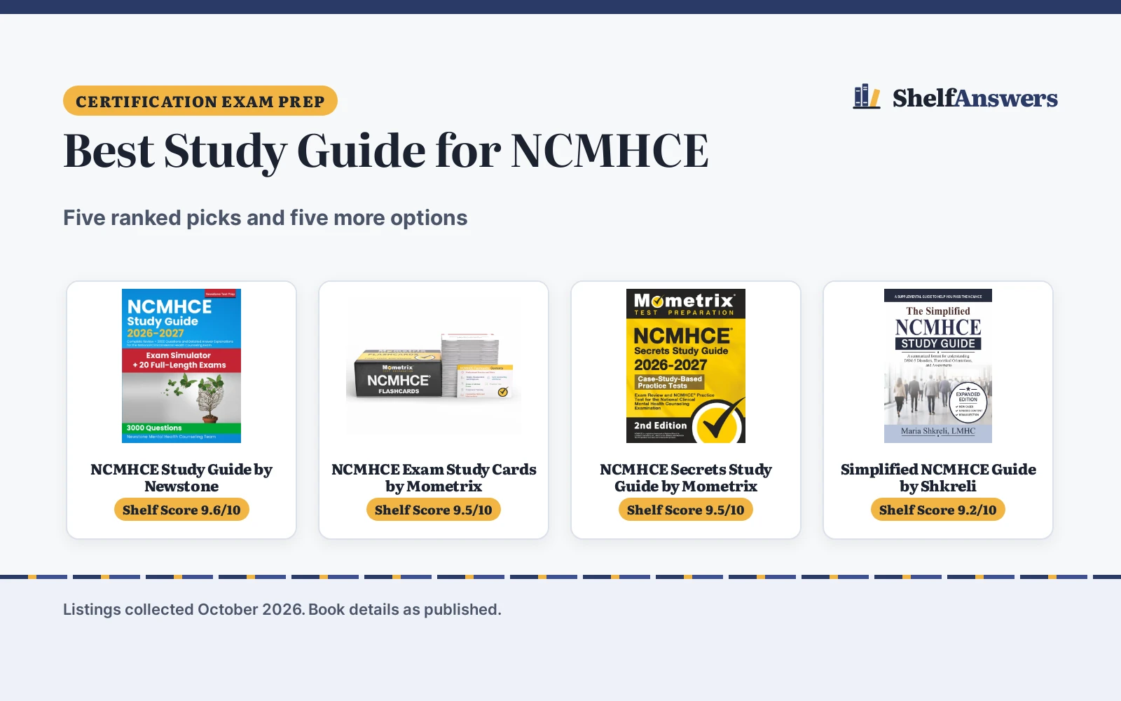 Best Study Guide for NCMHCE (2026): 5 Picks Compared