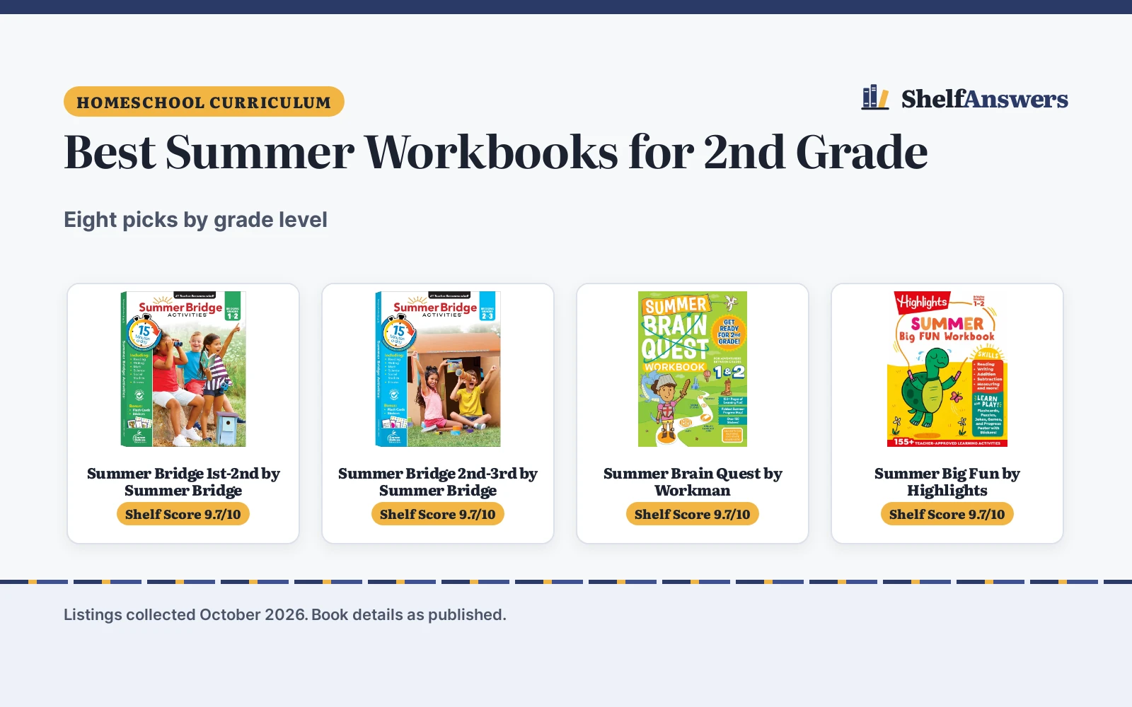 Best Summer Workbooks for 2nd Grade (2026): 8 Picks Compared