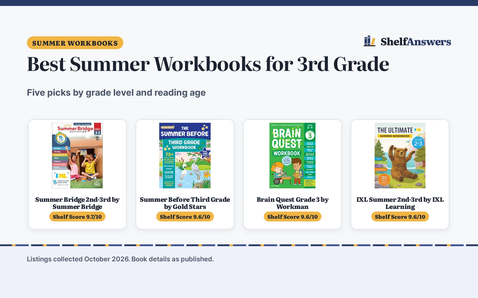 Best Summer Workbooks for 3rd Grade (2026): 5 Picks Compared