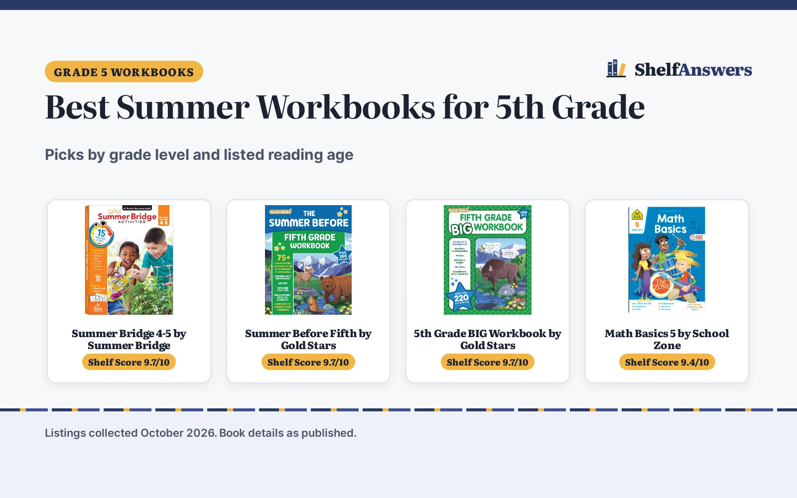 Best Summer Workbooks for 5th Grade (2026): Picks Compared