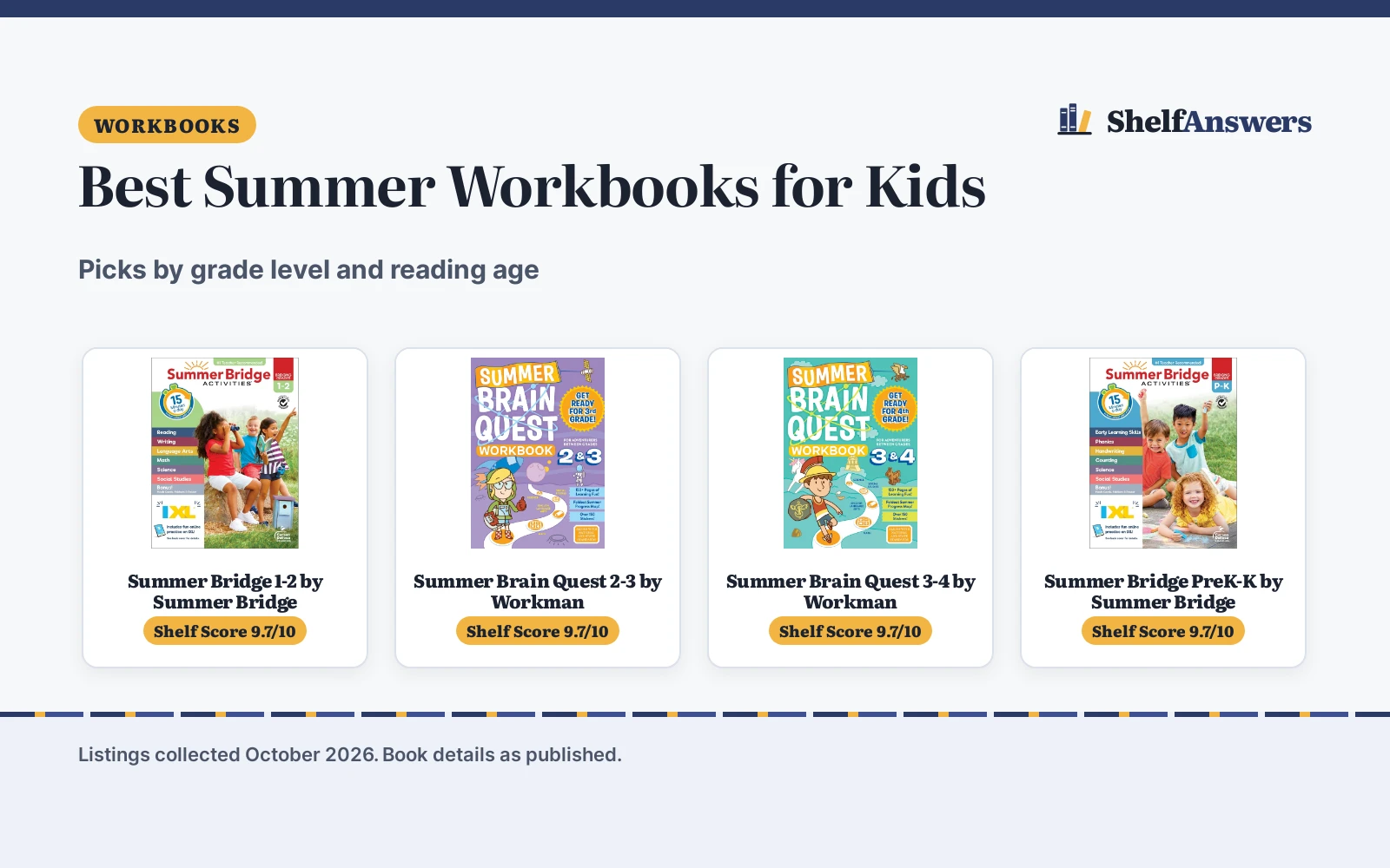 Best Summer Workbooks for Kids (2026): Picks Compared by Grade Level