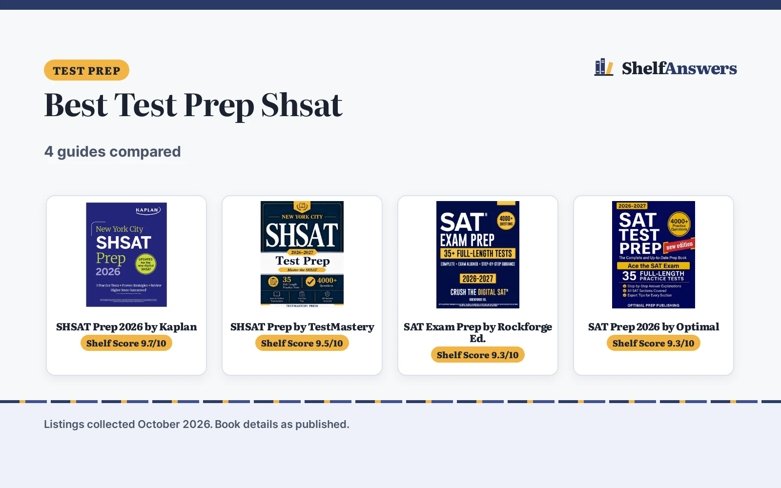 Best Test Prep Shsat (2026): 4 Guides Compared