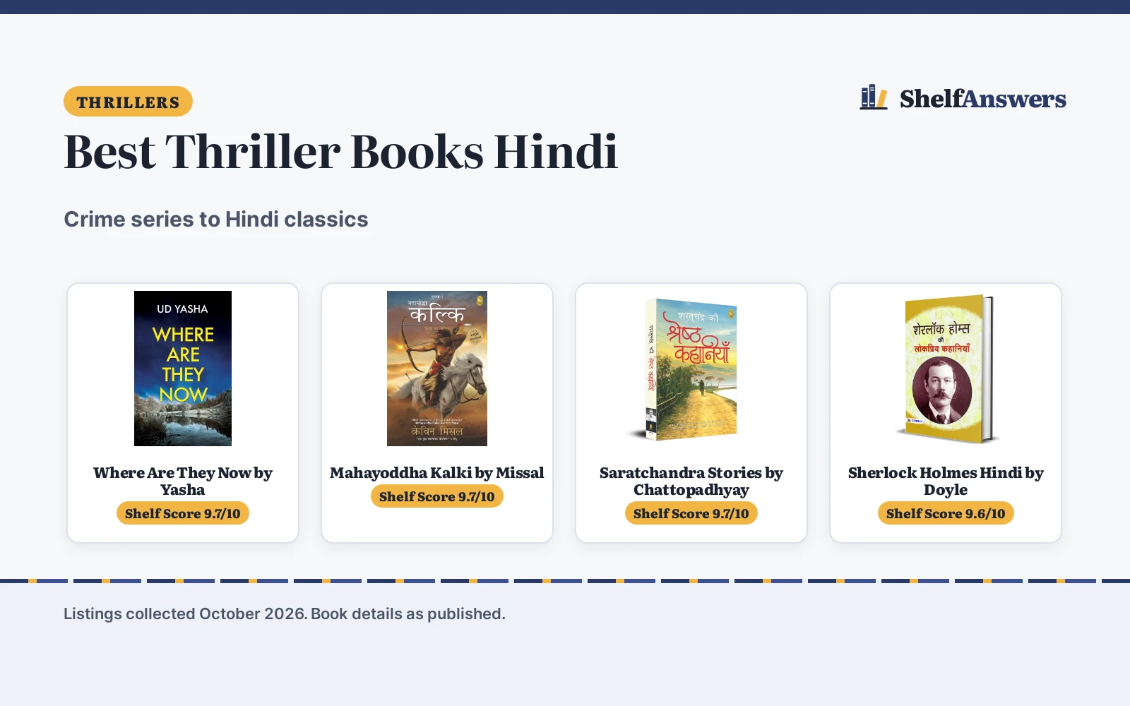 Best Thriller Books Hindi (2026): 5 Compared
