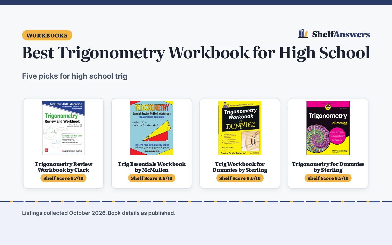 Best Trigonometry Workbook for High School (2026): 5 Picks Compared