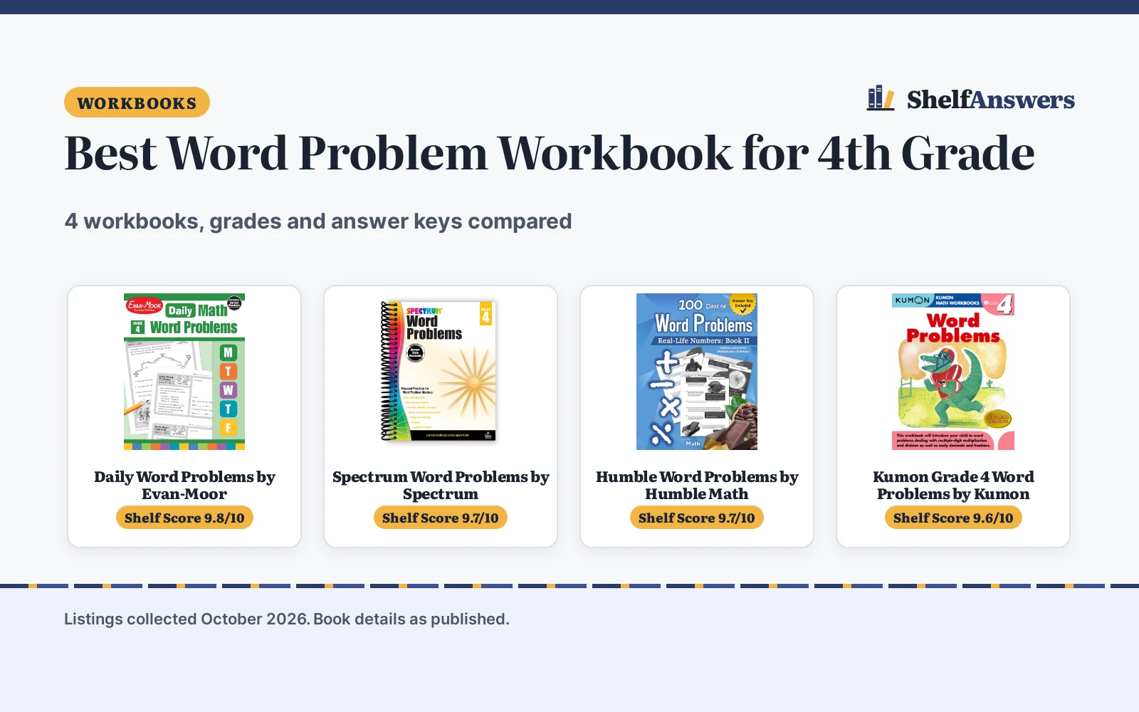 Best Word Problem Workbook for 4th Grade (2026): 4 Picks Compared