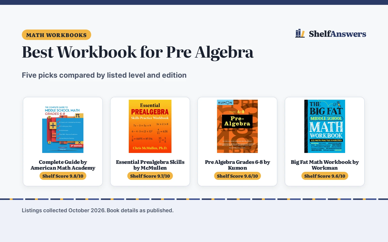 Best Workbook for Pre Algebra (2026): 5 Picks Compared