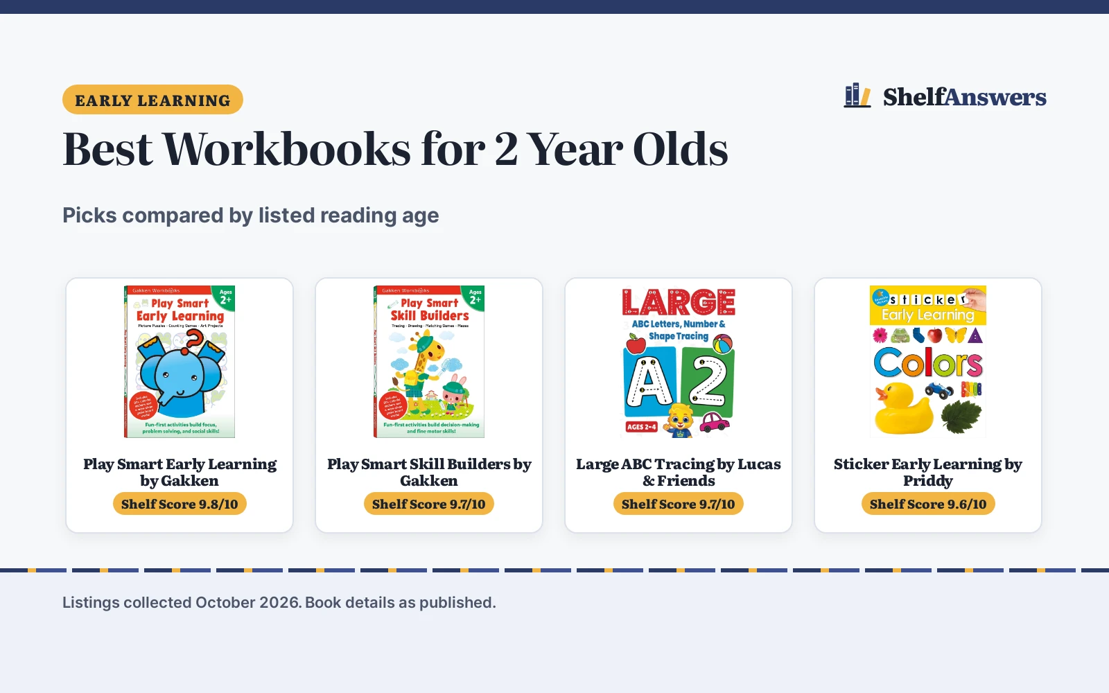 Best Workbooks for 2 Year Olds (2026): Picks Compared by Reading Age