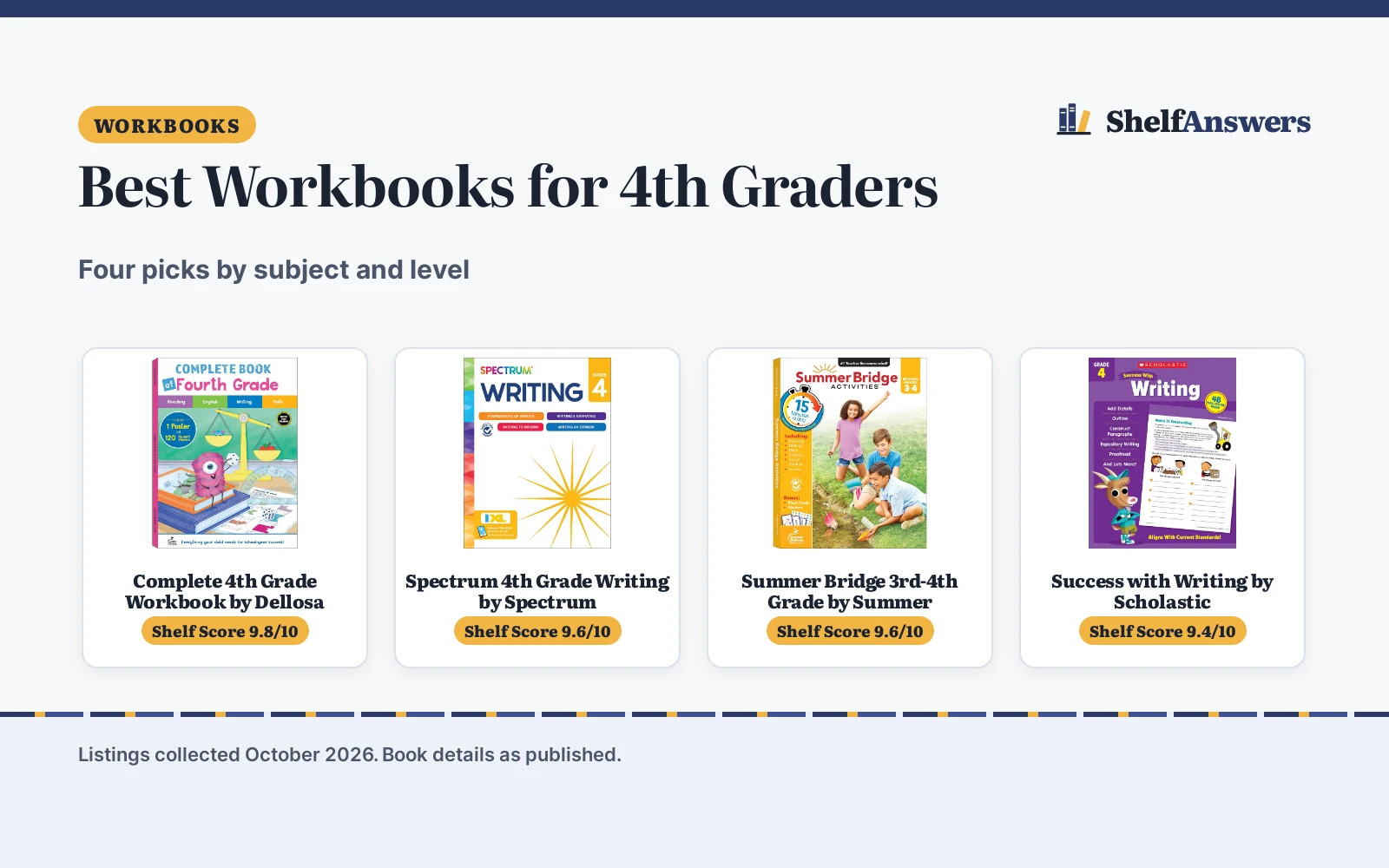 Best Workbooks for 4th Graders (2026): 4 Picks Compared