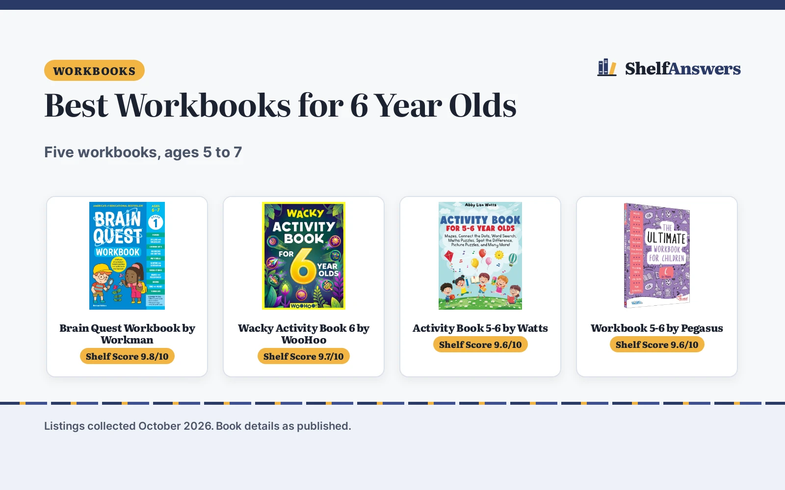 Best Workbooks for 6 Year Olds (2026): 5 Compared