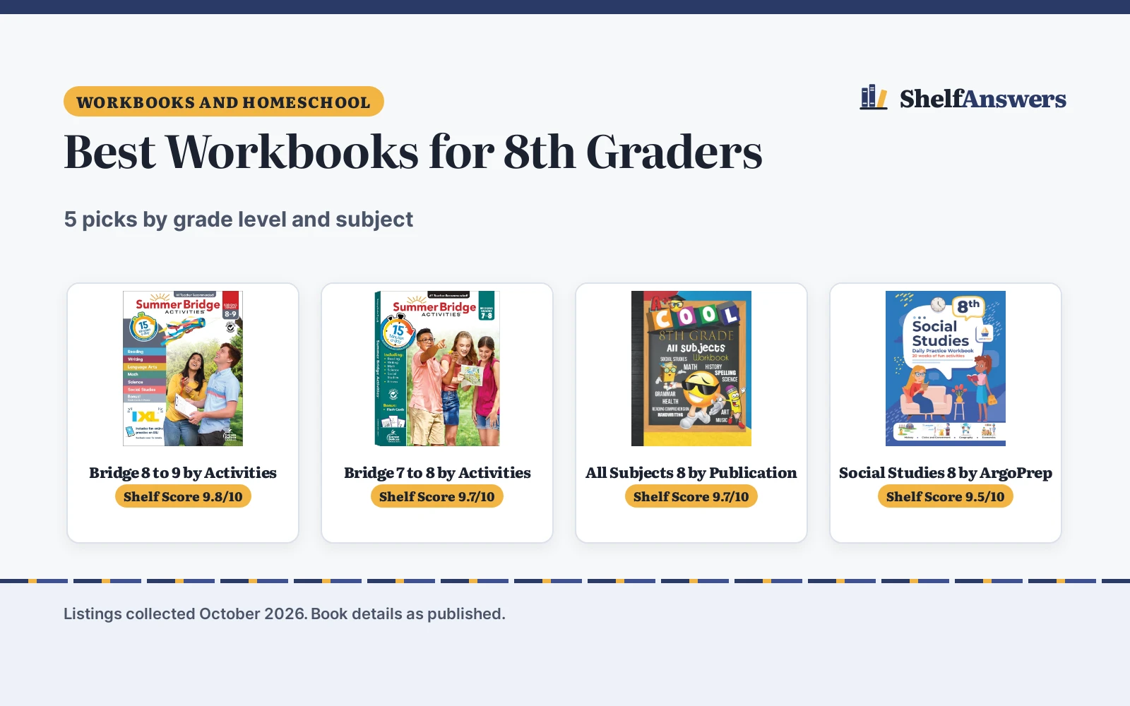 Best Workbooks for 8th Graders (2026): 5 Picks Compared