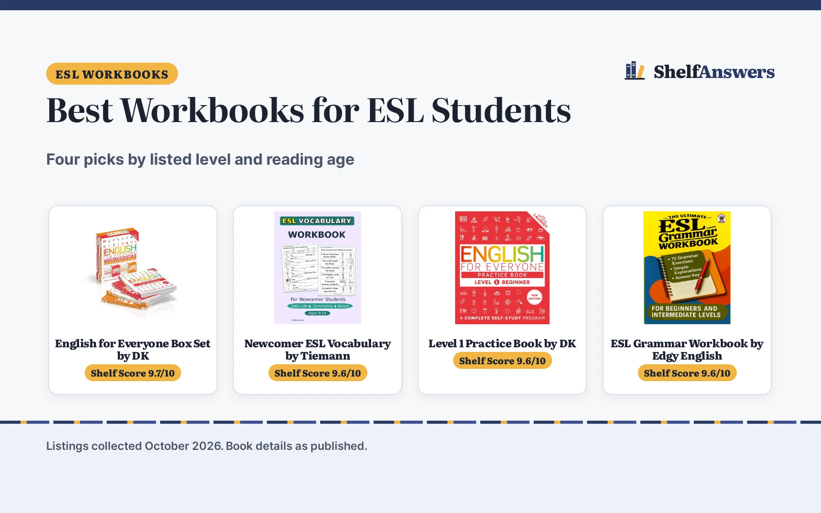 Best Workbooks for ESL Students (2026): 4 Picks Compared