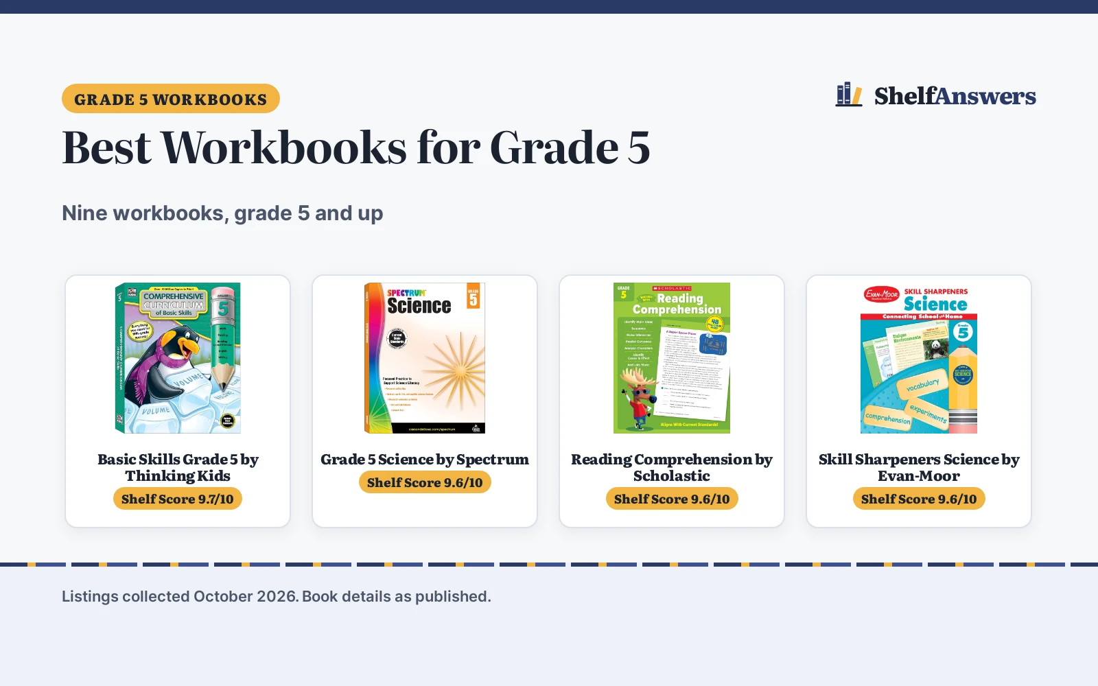 Best Workbooks for Grade 5 (2026): 9 Picks Compared
