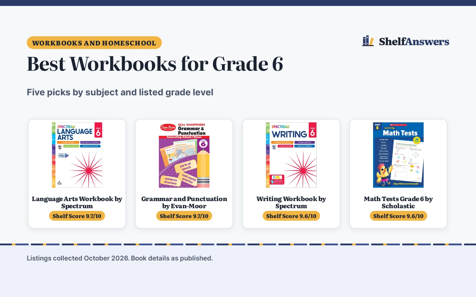 Best Workbooks for Grade 6 (2026): 5 Picks Compared