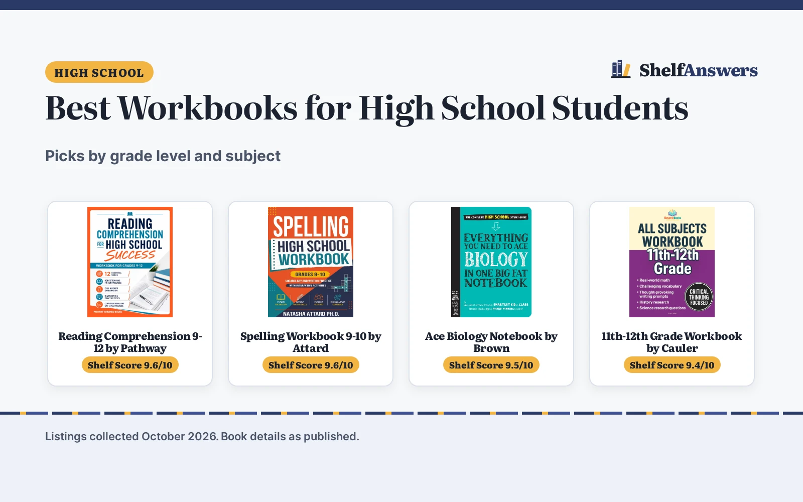 Best Workbooks for High School Students (2026): 5 Picks Compared