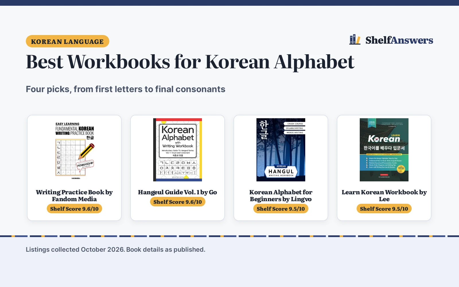 Best Workbooks for Korean Alphabet (2026): 4 Picks Compared