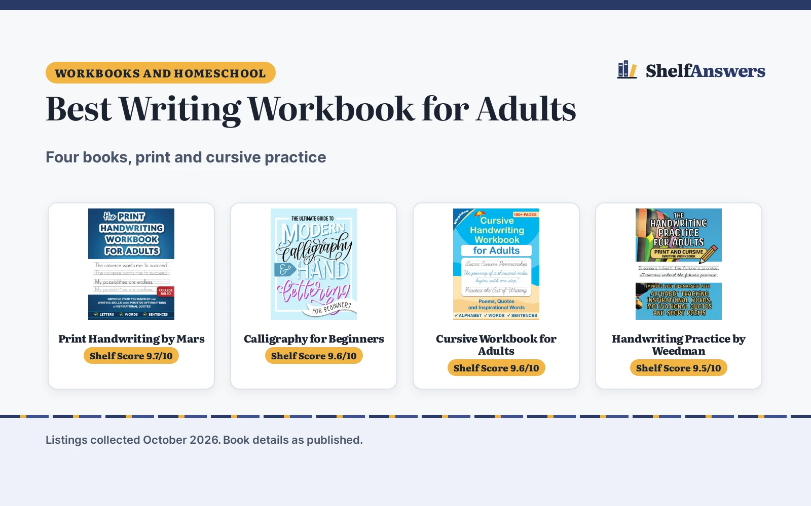 Best Writing Workbook for Adults (2026): 4 Workbooks Compared