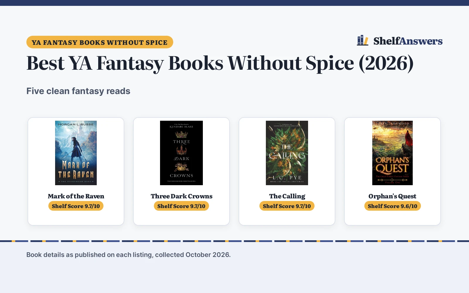 Best YA Fantasy Books Without Spice (2026)